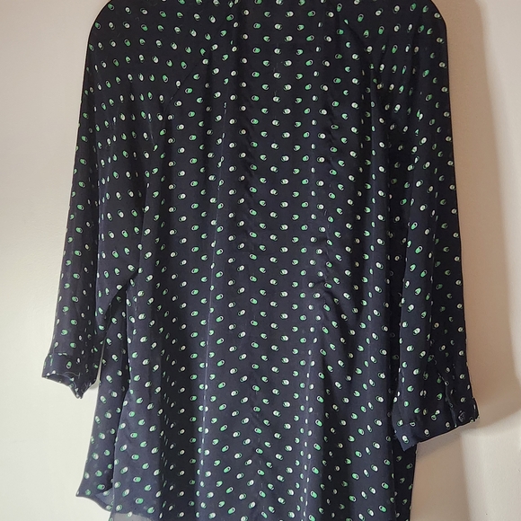 CAbi Navy Blouse with Green Polka Dots - Picture 3 of 3
